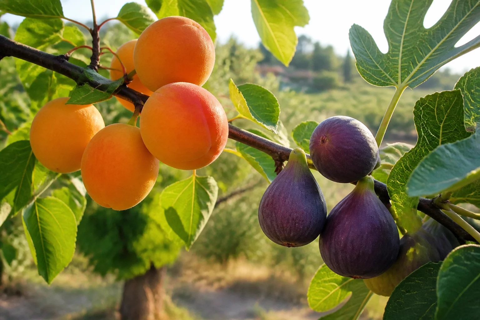 Fresh ripe fruit harvesting in sunlit orchard